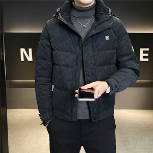 9508-M-4XL-P225标50绒店主风男士休闲满印休闲连帽羽绒服外套图片