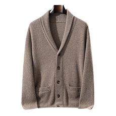 V领开衫毛衣男士秋冬新款休闲宽松单排扣羊绒衫男装，男装羊绒开衫，雪真羊绒高端店