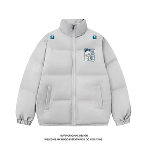 1506-1/M90021/P89美式复古刺绣字母立领棉服运动宽松保暖情侣图片