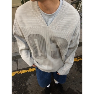 25M10-P60  秋冬美式潮流男女套头针织衫V领毛衣休闲百搭打底衫图片