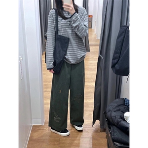 网图有货 品质 美式灰色亨利领条纹长袖宽松上衣T恤男女 A941-P45图片