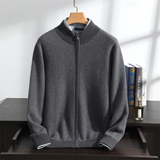 2025年秋季新款百搭四平加厚YKK拉链半高开衫，男装羊绒套衫，澳坤羊绒