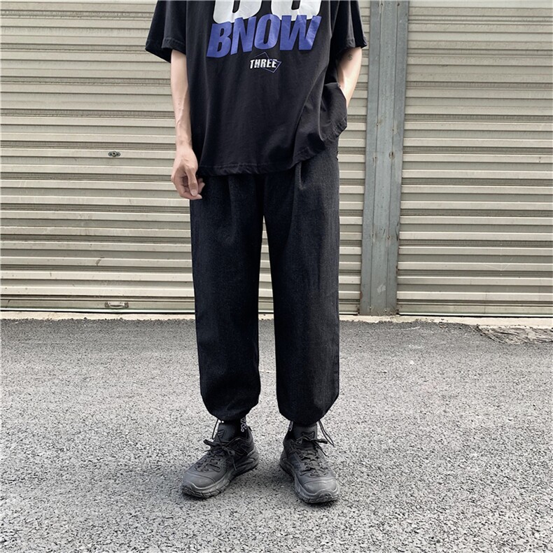 现货2021港风春夏款情侣款男牛仔裤束脚九分女牛仔休闲裤B,男装牛仔裤,星座1008
