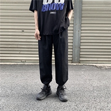 现货2021港风春夏款情侣款男牛仔裤束脚九分女牛仔休闲裤B，男装牛仔裤，星座1008