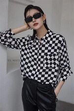 长袖格子衬衫，女装衬衫，ES MODISH