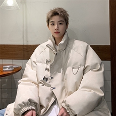 港风立领PU皮复古做旧面料金属飞机扣设计棉衣男MY77726P148控198，男装棉衣，星座227-7