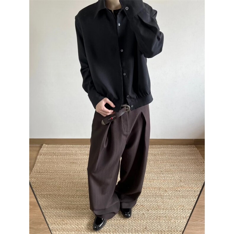 现货~cleanfit老钱风立体肩纯色长袖衬衫外套 W1360/特P38图片