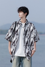 C04-P30M-7XL夏季新款大码潮牌印花短袖衬衫衬衣，男装衬衫，星座109-1