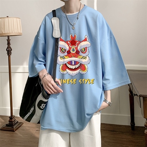 春夏季七分袖t恤男大码五分袖男短袖中袖Q11185-P30