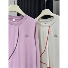 高品户外山系情侣哈苏分割明线印花休闲长袖T恤男女A1351-P58，男装T恤，星座1505