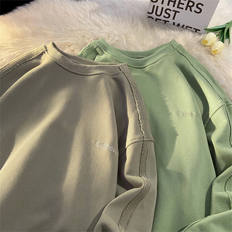 C3001-TP45控价68港风字母刺绣磨毛卫衣春季2023潮牌圆领上衣男，男装卫衣，电商A102-1