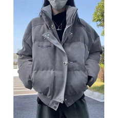 扎染短款pu皮羽绒棉服男女冬季飞机扣立领外套面包服MD852，男装皮衣，星座1116A（原606A-3）