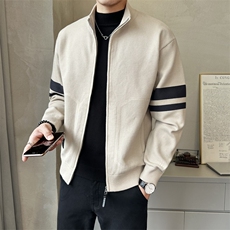 秋季简约休闲立领拼色毛衣拉链开衫时尚休闲男款外套K6883-P135，男装针织衫/毛衣，电商A237