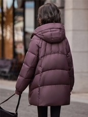 连帽羽绒服女冬季中长款高级感超好看时尚宽松加厚保暖面包服外套，女装羽绒服，靓衣阁