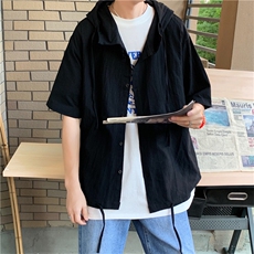 短袖衬衫男休闲夏季新款ins宽松百搭连帽衬衣薄款外套W967-P30，男装夹克，星座512-2