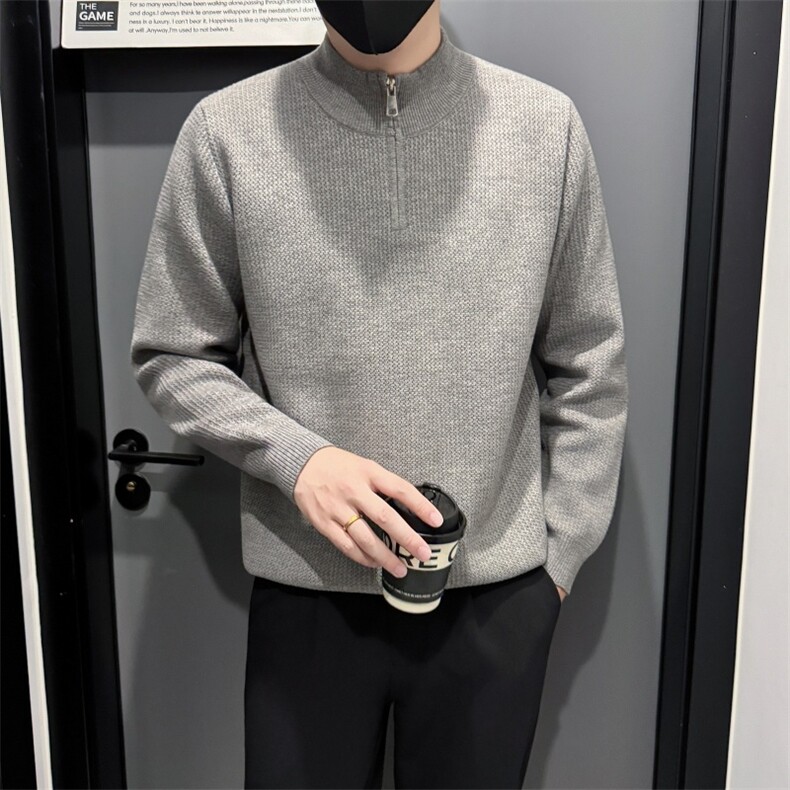 B340MY841P6898店主风小伙风痞帅半高领拉链毛衣,男装针织衫/毛衣,电商B340