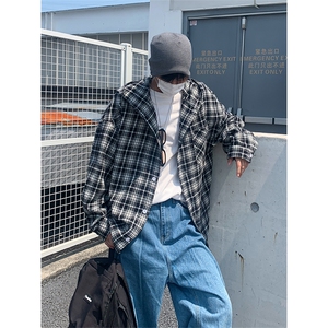秋季新款格子衬衫男女宽松休闲百搭高级感长袖上衣C2271-特价P36图片