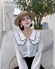 新款春款，海军风丝绵面料衬衣，领子是工艺设计，其它，瑟拉·女人缘