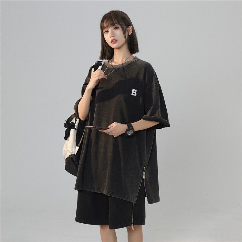 2025夏季新款墨色水洗工艺拉链设计中性运动套装TZ67/P88控128，男装休闲套装，电商A148-1