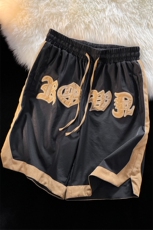 麂皮绒拼接变色龙渐变冰丝短裤女大码中性风短裤男DK7721P45控59，男装休闲裤，星座226-2