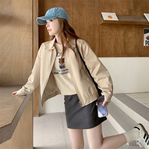 休闲工装翻领短外套女春秋2025新款流行爆款百搭夹克韩版时尚显瘦图片