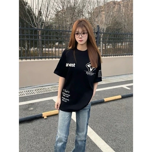 H0762-P35刺绣款短袖休闲宽松版T恤情侣款图片