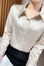 2025年春季翻领单排多扣纯色气质简约百搭衬衫，女装衬衫，朝贺羊绒