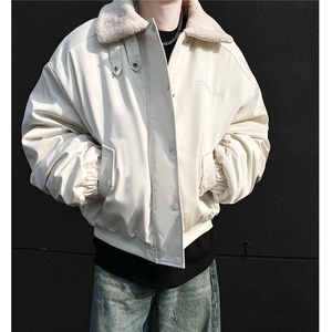 冬装美式复古羊羔毛翻领棉服飞行夹克棉衣加厚外套男 H1031 P128图片