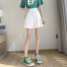 冰丝垂感西装裤宽松中裤女2025春夏季新款高腰阔腿五分裤，女装短裤/热裤，梦白服饰厂