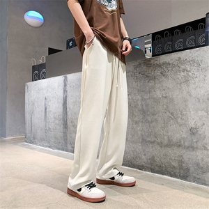 k3606-P45夏季新款潮流百搭中性男女情侣纯色垂坠感拖地休闲卫裤图片