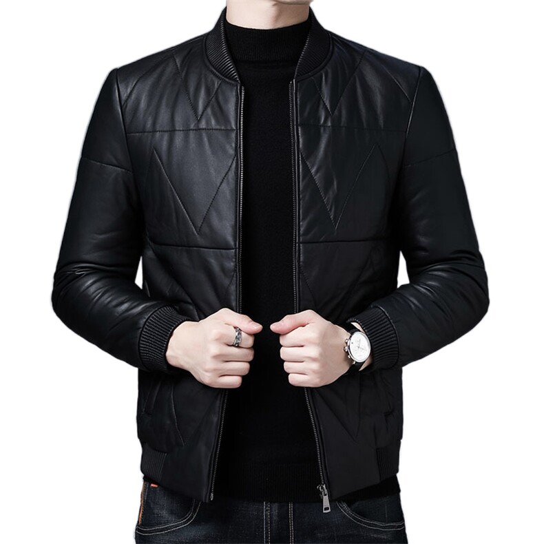 冬季男士皮衣加绒羽绒服休闲保暖白鸭绒品质绵羊皮外套保暖,男装皮衣,钱塘6003（原4033）