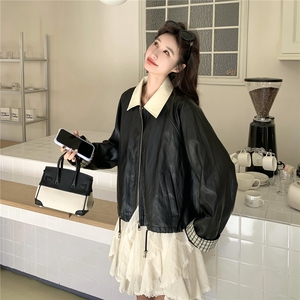 新款现货，拼接皮衣外套2C093-6692-P165-K268图片