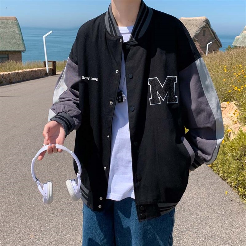 新款棒球服外套春秋韩版宽松ins潮牌痞帅气中性字母夹克JK036-p65，男装夹克，星座1008
