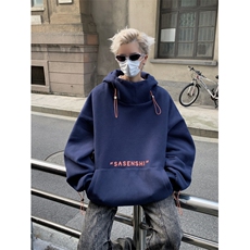 克莱因蓝冲锋衣卫衣男加绒加厚硫酸铜穿搭连帽重磅oversize高街秋，男装卫衣，星座809A(原222-1)