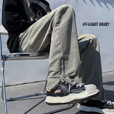 秋冬季潮牌欧美高街vibe裤子oversize黄泥色牛仔裤男款K5501-P41，男装牛仔裤，星座512-2