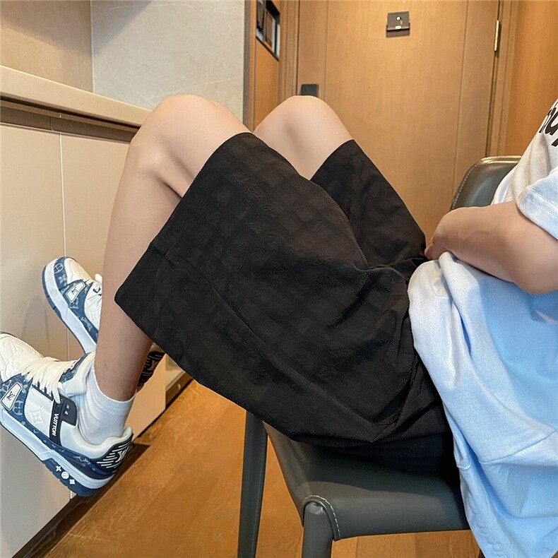 K5032/特P25夏季新款肌理感个性短裤男宽松中裤宽松潮流五分裤子图片