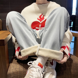 加绒加厚牛仔裤宽松直筒休闲裤KN12JR P50图片