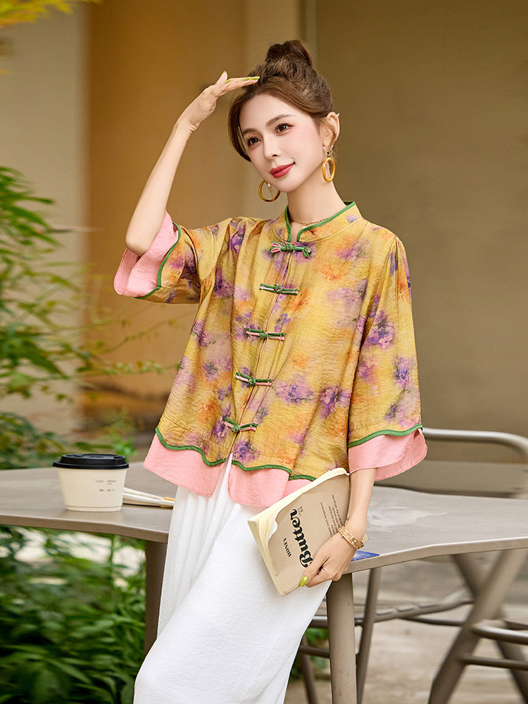 现货！夏季新款2025刺绣套装女时尚休闲气质宽松两件套套裤,女装套装/套裙,涵墨