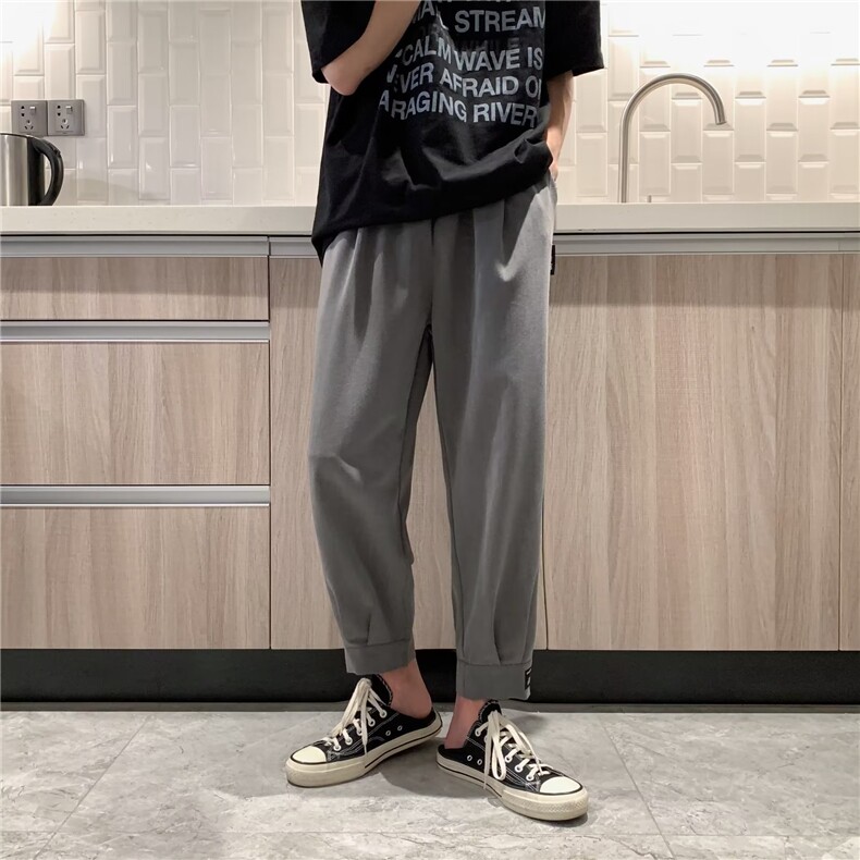 设计感痞帅西裤雅痞九分休闲裤束脚西装裤宽松裤男潮牌K7277-P35,男装休闲裤,星座1008