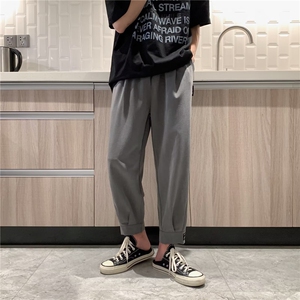 设计感痞帅西裤雅痞九分休闲裤束脚西装裤宽松裤男潮牌K7277-P35图片
