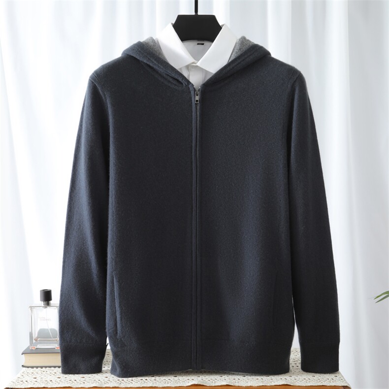 高品质男士羊绒开衫保暖时尚单品经典黑色拉链设计舒适百搭男装，男装羊绒开衫，晨晟羊绒