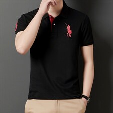 夏季新款男士翻领短袖t恤中年有领男装上衣服休闲POLO衫图片