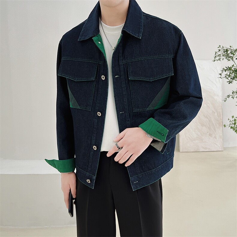 秋季轻熟抖音小伙牛仔撞色休闲夹克店主风A236-JK5098-P115,男装夹克,电商A236