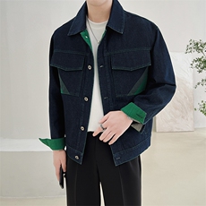 秋季轻熟抖音小伙牛仔撞色休闲夹克店主风A236-JK5098-P115，男装夹克，电商A236
