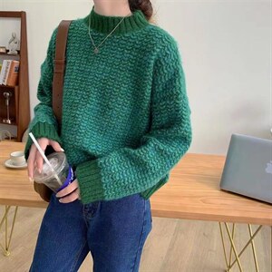 现货 绵羊绒套头毛衣,女装针织衫/毛衣,青菜萝卜