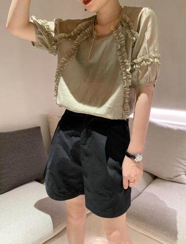 天丝木耳边小衫，女装，Da.金