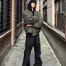 新款秋季美式假两件连帽迷彩外套工装潮牌棒球服炸街飞行夹克男，男装夹克，星座506A