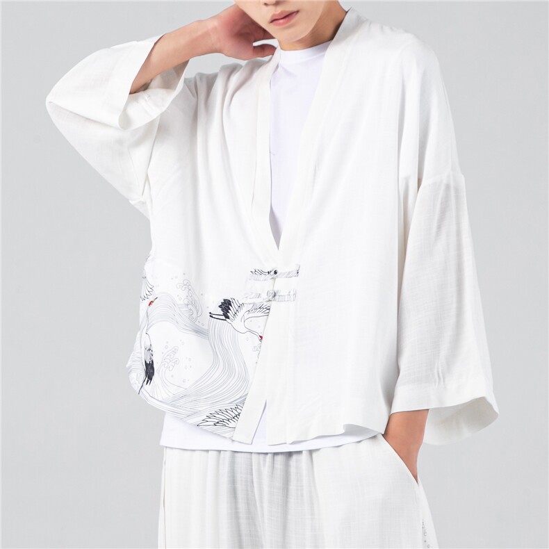 21夏防晒服短袖衬衫披风情侣道袍和服日系开衫古风风F13/P60，男装风衣，钱塘713