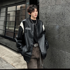 韩版潮流帅气皮衣男青年机车服皮夹克宽松外套A071-P02-P108，男装夹克，电商A071