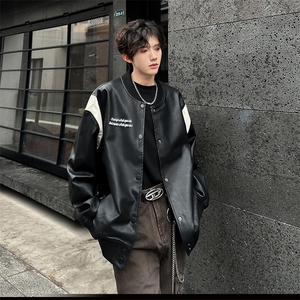 韩版潮流帅气皮衣男青年机车服皮夹克宽松外套  A071-P02-P108图片